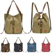 Dual Purpose Backpack Women Canvas Casual Multifunctional Large Capacity Microfiber Leather Handbag Shoulder Bags blue