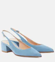 [Gianvito Rossi] Gianvito Rossi Piper 45 suede slingback pumps AU 8 blue