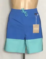 Patagonia Men's Hydropeak Volley Board Shorts Small Colorblock Blue Green NWT