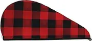 GDSHJKLW Red Black Buffalo Check Plaid Pattern Drying Hair Caps Super Absorbent Soft Hair Drying Towel Quick Dry Coral Velvet Hair Drying Cap Hair Turban for Women Wet Hair Long Thick Hair