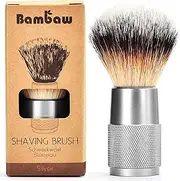 Bambaw Shaving Brush Vegan | Silver | Women and Men Shaving Brush| Shaving Soap Brush | Vegan Shaving Brush | Synthetic Brush Shaving | Waste Free Shaving Brush |