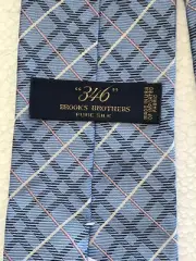 NWT Brooks Brothers 346 Pure Silk Tie Light Blue w/ Pink Stripes Made In USA
