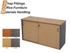 RAPIDLINE RAPID WORKER SLIDING DOOR CREDENZA BEECH & CHERRY OFFICE FURNITURE