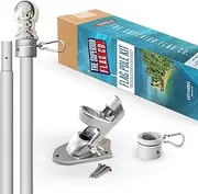 THE SUPERIOR FLAG CO. Heavy-Duty 6 Ft Flag Pole Kit with Silver Ball Topper, Aluminum Tangle-Free Spinning Rings and Bracket: 1 in Diameter Flagpole Set for House, Porch, Business