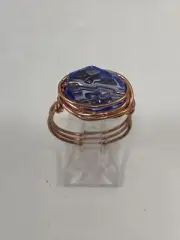 Handmade ~ Copper Wire Wrap ~ Glass Bead Ring ~ Size 8 #84