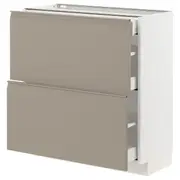 METOD / MAXIMERA base cab with 2 fronts/3 drawers, white/Upplöv matt dark beige, 80x37x80 cm