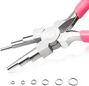 LEONTOOL 6-in-1 Bail Making Pliers for Jewelry Making, Wire Looping, Bending, Gripping with PVC Handle and High Carbon Steel Construction, Rose Red, 5.8 x 2.2 x 0.5" (147 x 55 x 12 mm), 0.17 kg