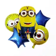 5pcs Minions Helium Foil Balloon Set - Kids Birthday Party Decorations