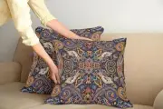 Paisley Pillow Cushion Cover Pack of 2, Historical Moroccan Florets Slavic