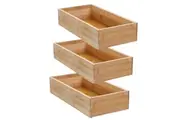 3x Boxsweden Bamboo Organisation Tray 30x15cm Storage Organiser Home Container