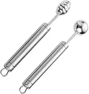 Ciieeo 2pcs Stainless Steel Fruit Ball Digger Set Melon Berry Scoop Comfortable to Hold for Fruit Salad