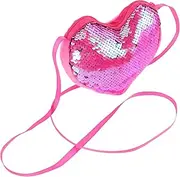 [NIYANGLE] Tote Bag for Girls Mini Heart Shaped Bag Sequins Small Crossbody Purse Kids Single Strap