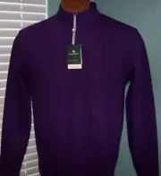 DONALD ROSS Golf L/S Drop Needle Performance Zip Pull-Over sz L EGGPLANT $175