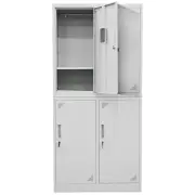 FORTIA 4 Door Metal Storage Cabinet Lockers for Gym Office - Black and Grey