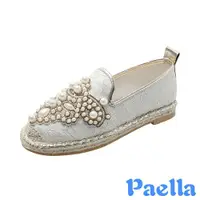 在飛比找ETMall東森購物網優惠-【Paella】樂福鞋 低跟樂福鞋/華麗美鑽珍珠蕾絲網紗草編