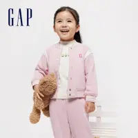 在飛比找momo購物網優惠-【GAP】女幼童裝 Logo小熊印花立領棒球外套-粉紅色(8