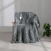 Dreamaker 500gsm Faux Fur Heated Throw Silver