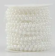 25 Meters Acrylic Flatback Pearl Bead 6mm Chain Garland Trims Wedding Bouquet