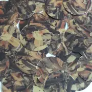 Sequin Round 30mm Orange Gold Bird Feathers Print Metallic