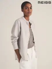 Reiss Soft Grey Regan Reiss | Les 100 Ciels Linen Shirt (AR6523) | $325