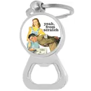 Yeah from Scratch Bottle Opener Keychain - Metal Beer Bar Tool Key Ring