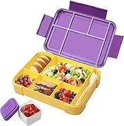 Hap Tim Bento Lunch Box for Kids & Adults, Lunchbox Containers with Tablewares, Leakproof, Microwave, Dishwasher, Freezer Safe, Bpa-Free (Purple)