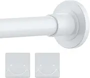 Thestoa White Shower Curtain Rod Adjustable 30-68" with Holder, Anti-Rust Shower Rod & Spring Tension Shower Rod No Drill, Shower Curtain Rod for Bathroom Tension Rod