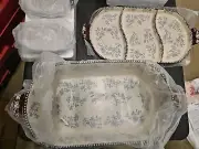 Temp-tations Old World 6-Piece Baker Floral Set with Cookbook New In Box. D1