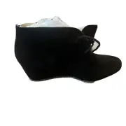 Women's Franco Sarto Black Leather Booties Ankle Boots US 7