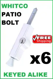 6 x WHITE WHITCO PATIO BOLT LOCKABLE 12 x KEYS SLIDING DOOR LOCK W2206316C4