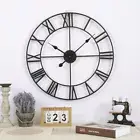 Artiss 50CM Large Wall Clock Roman Numerals Round Metal Luxury Home Decor Black