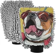 XYMZR Soda Pugdog Funny Absorbent Microfiber Car Wash Mitt, Funny Cute Anime Scratch Free for Cars Cleaning, Home Cleaning Mitts, 2 Pack, 10.24” L x 7.09” W