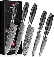 [XINZUO] 5PC Kitchen Knife Set Damascus Steel High Carbon Steel Chef Knife Slicing Knife Santoku Knife Utility Knife Paring Knife Sets with Pakkawood - Ya Series