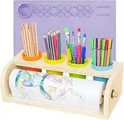 Tabletop Paper Roll Dispenser, Easel Paper roll, Kids Art Easel, Kids Drawing Set withXpainting mat, Easel, Rolling Paper, Pen Container and Doodle Pens - DlY Fun!