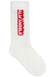 Palm Angels Kids Flames Logo Cotton-blend Socks - White - 1 (XS) 1 (XS)