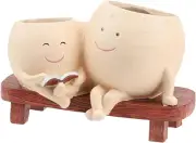 Smiley Face Planter,Cute Flower Planter,Face Planter Pots,Desk Ornament Flowe...