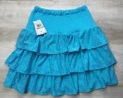 NWT Michael Kors Womens Skirt Blue S Pull On Stretch Ruffle Layered Casual