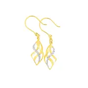 9ct Two Tone Twist Drop Earrings