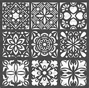CrafTreat Mandala Tile Stencils for Painting on Wood, Canvas, Paper, Fabric, Floor, Wall and Tile - Mini Tiles - 6x6 Inches - Reusable DIY Art and Craft Stencils - Floor Tile Stencil Craft Supplies
