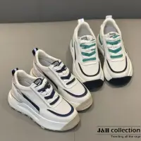 在飛比找momo購物網優惠-【J&H collection】休閒運動雙色繫帶老爹鞋(現+