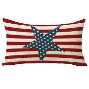 July 4th Patriotic Farmhouse Decorative Throw Pillow Case 20" x 12" (Pack of 1)
