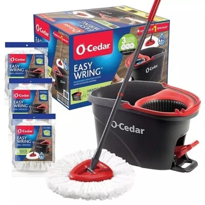 O-Cedar Easywring Microfiber Spin Mop & Bucket Floor with 3 Extra Refill