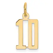 14K Yellow Gold Small Elongated Number 10 Charm