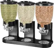 Triple Cereal Dispenser | Pantry Dry Food Dispenser, 2L Cereal Container, Rice Candy Dispenser Machine, Cereal Organizer for Trail Mix,