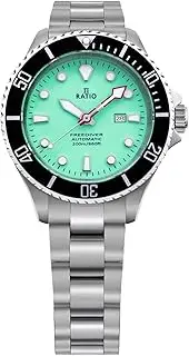 [RATIO] FreeDiver Sapphire Stainless Steel Green Dial Automatic RTFL835 200M Women's Watch, Green