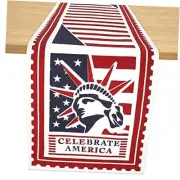 Fourth of July Table Runner - 72 Inch Long, Patriotic Red and Blue Decor for