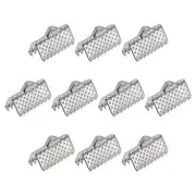 160Pcs Ribbon Crimp Clamp Ends 10mm Cord End Clasp for DIY Craft Silver Tone