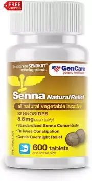 Gencare - Senna Laxatives (8.6Mg Tablets) with Natural Sennosides (600 Tablets p
