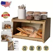 Versatile Acacia Wood Bread Box for Kitchen - Ideal for Storage & Organization