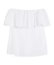 Max Mara Studio Peccati Ruffled Off-Shoulder Top IT40,IT42 optical white